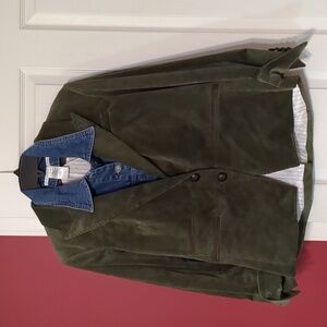 Veronica Beard Olive Green Corduroy Blazer With Denim  Insert  16